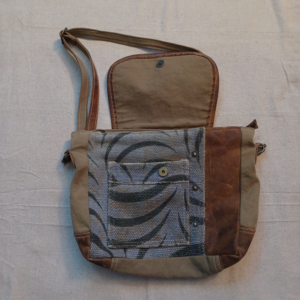 Myra Bag Patchwork Canvas And Leather Shoulder Bag - image 2